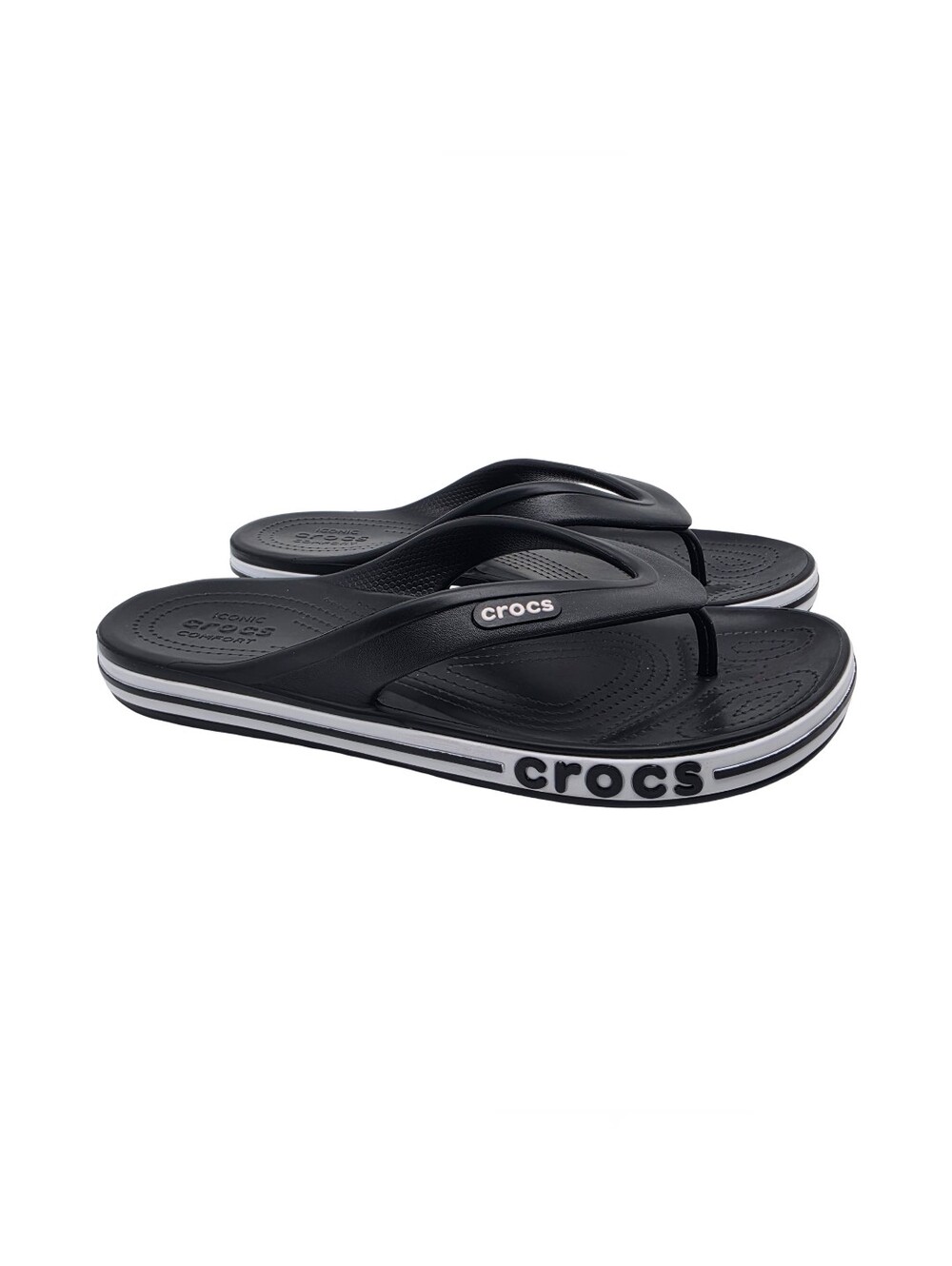 Crocs Bayaband Flip Sandals Black White Size 11